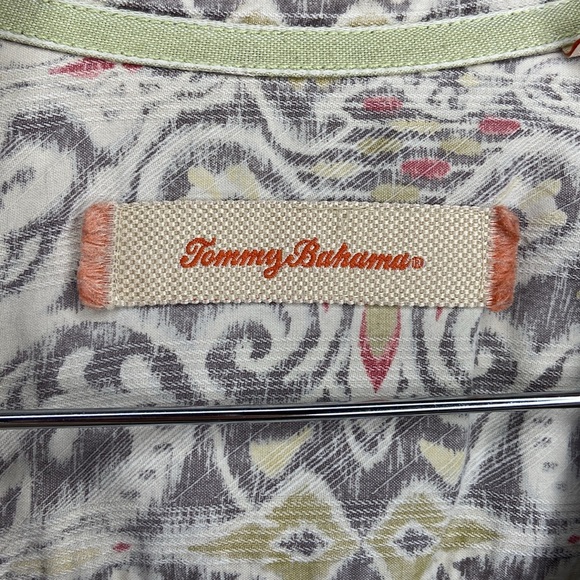 tommy bahama men 100% silk short sleeve button up shirt 2xl geometric gray - Picture 2 of 7